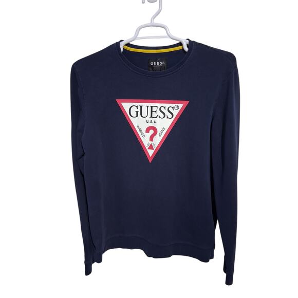 Y2K Guess Mens size XL Big Logo Grungecore Academia Preppy Sweatshirt Retro - Picture 1 of 9